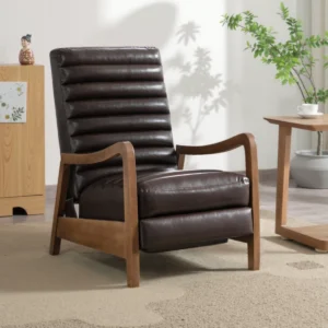 rowan mid century modern push back recliner espresso brown