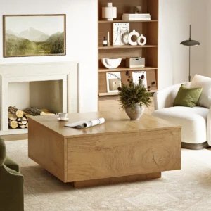 siena modern square lift top coffee table natural oak