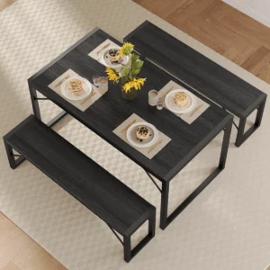 ashton 3 piece space saving dining set with benches