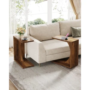 heikki curved wood c shaped end table