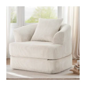 nova oversized convertible corduroy barrel chair cream white